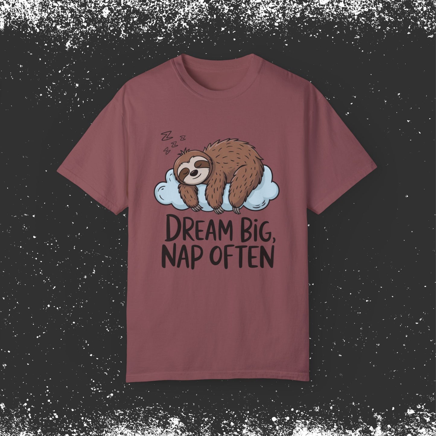 Cute Sloth T-Shirt Dream Big Nap Often Graphic Tee Funny Lazy Sloth Shirt Animal Lover Gift Relaxing Sleepy Sloth Print