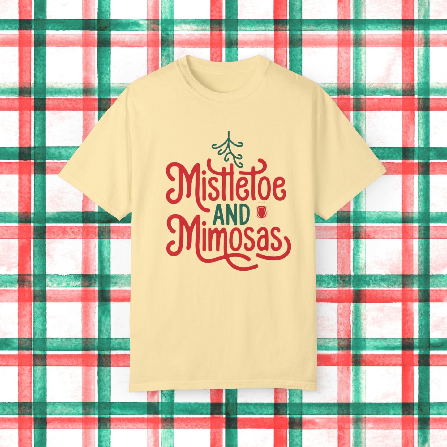 Mistletoe and Mimosas T-Shirt, Funny Christmas Shirt, Holiday Party Tee, Festive Apparel, Unique Gift, Xmas Celebration Top