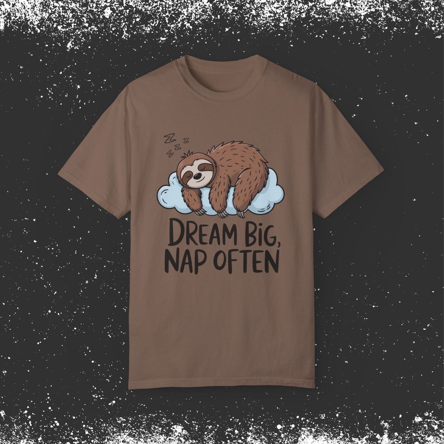 Cute Sloth T-Shirt Dream Big Nap Often Graphic Tee Funny Lazy Sloth Shirt Animal Lover Gift Relaxing Sleepy Sloth Print