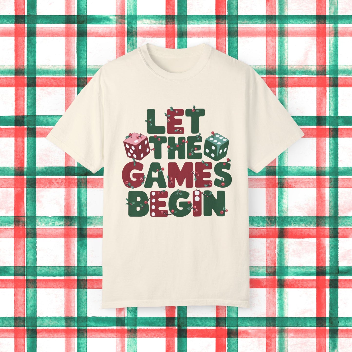 Christmas Board Game T-Shirt, Let the Games Begin Tee, Holiday Family Game Night Shirt, Dice Graphic Tee, Fun Party T-Shirt