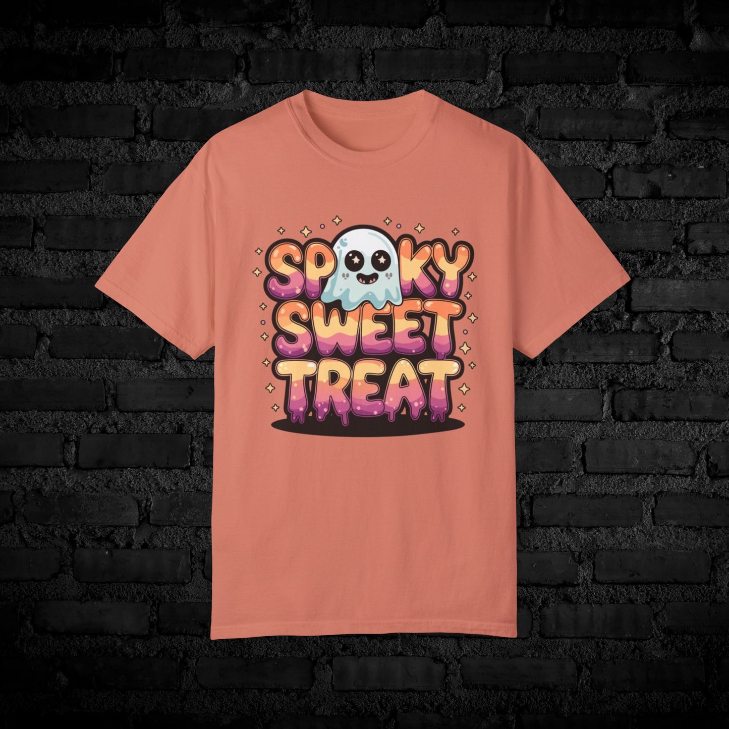 Spooky Sweet Treat T-Shirt, Cute Halloween Ghost Shirt, Kawaii Style Halloween Tee, Adorable Boo Shirt, Fun Halloween Apparel