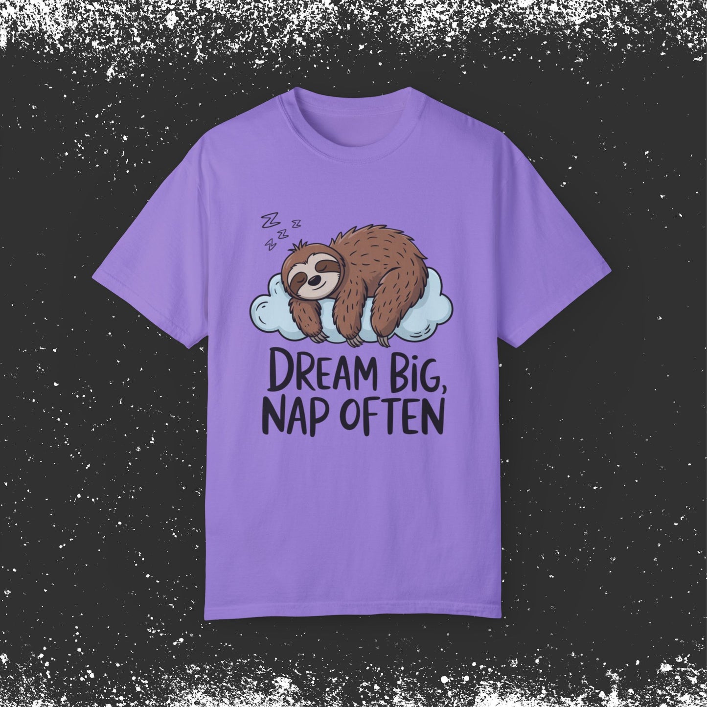 Cute Sloth T-Shirt Dream Big Nap Often Graphic Tee Funny Lazy Sloth Shirt Animal Lover Gift Relaxing Sleepy Sloth Print