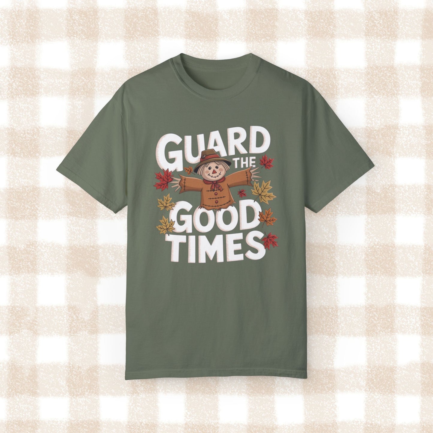 Guard the Good Times Halloween Scarecrow T-Shirt, Funny Fall Design Tee, Cute Autumn Graphic Shirt, Thanksgiving Top