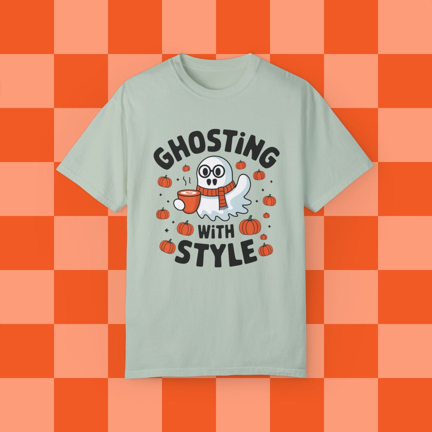 Ghosting With Style T-Shirt, Halloween Ghost Shirt, Funny Ghost Lover Tee, Cute Pumpkin Coffee Shirt, Spooky Season Gift