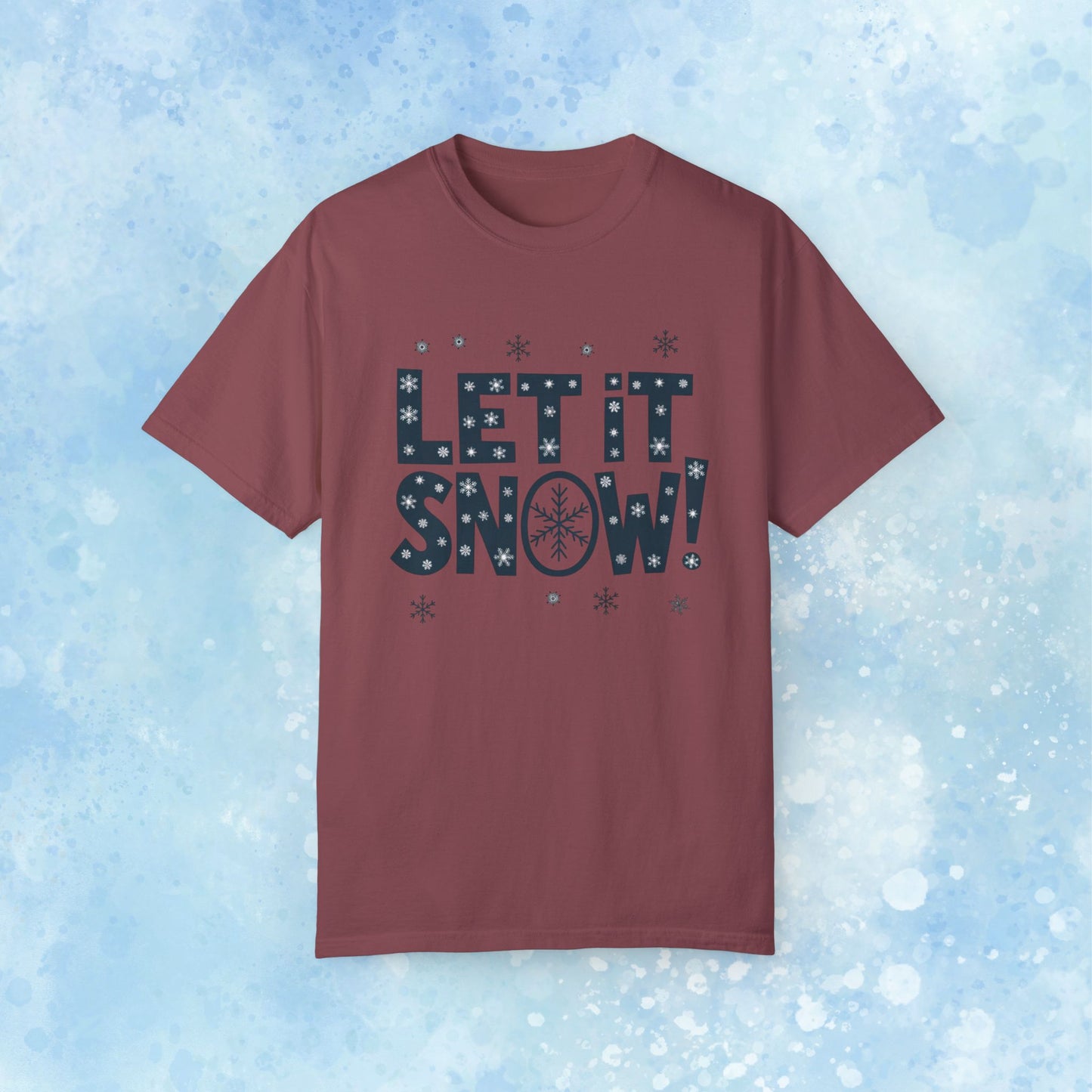 Let It Snow T-Shirt, Snowflake Graphic Tee, Winter Slogan Shirt, Christmas Holiday Apparel, Festive Snowflakes T-Shirt