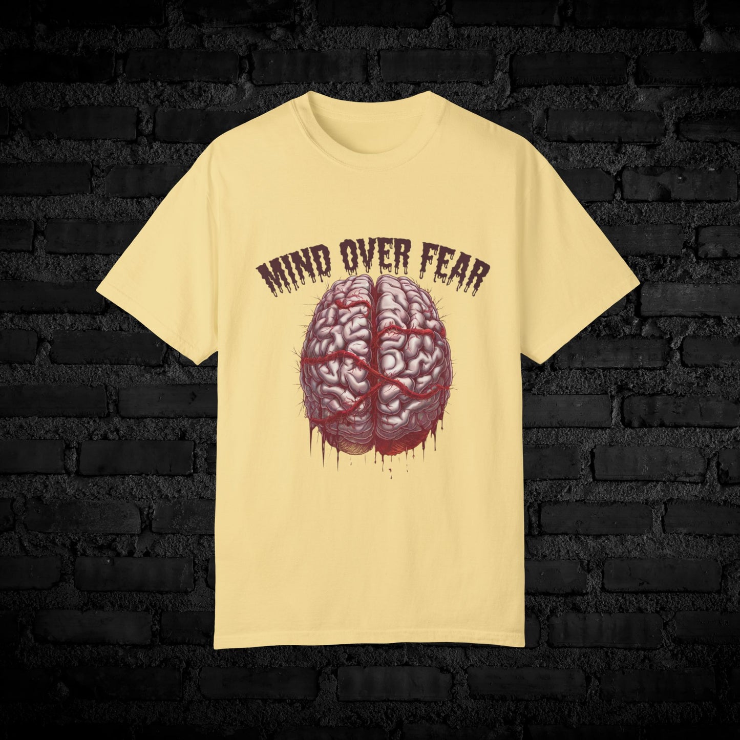 Mind Over Fear Graphic T-Shirt, Motivational Tee, Inspirational Brain Design, Positive Thinking Shirt, Fearless Attire, Unique Gift