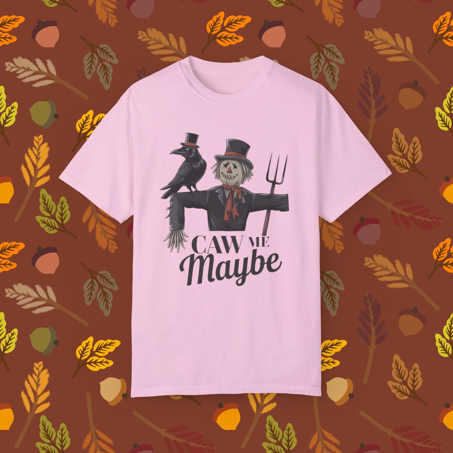 Halloween Scarecrow T-Shirt, Funny Scarecrow and Crow Tee, Caw Me Maybe Shirt, Cool Halloween Costume Shirt, Graphic Tee for Halloween