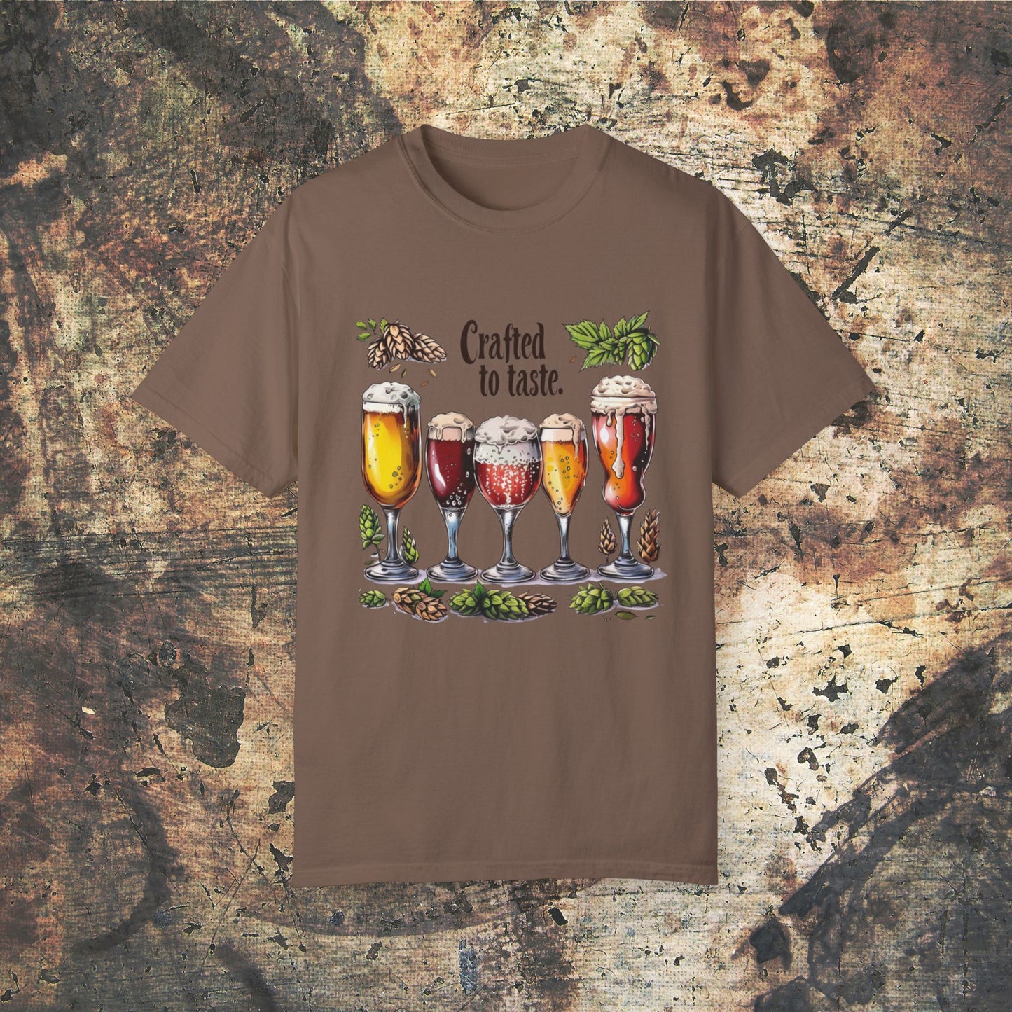 Crafted to Taste T-Shirt Fun Beer Lover Design Beer Glasses Art Shirt Brewery Hops Graphic Tee Unique Gift for Beer Enthusiasts