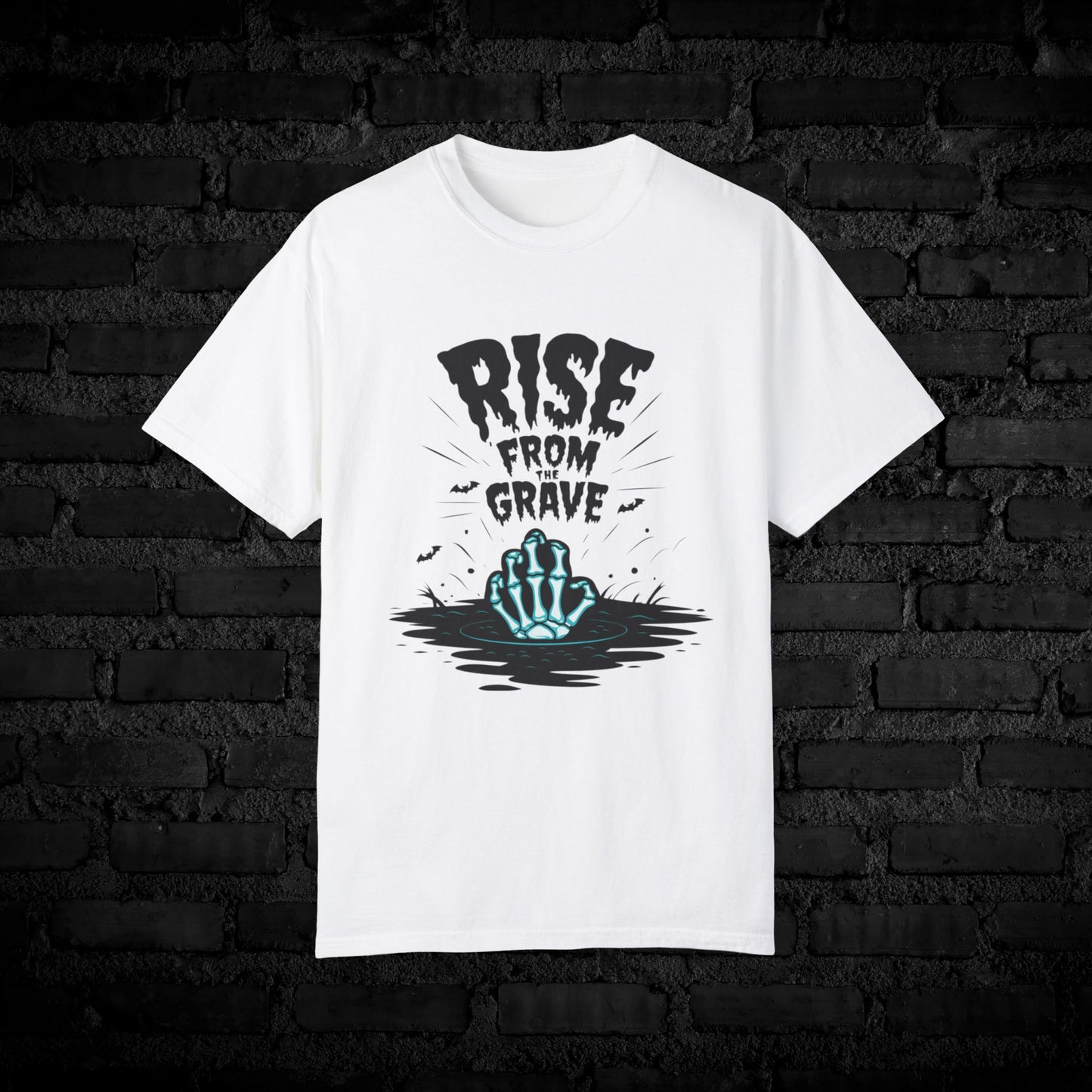 Halloween Rise From The Grave T-Shirt, Horror Themed Graphic Tee, Skeleton Hand Rising, Spooky Seasonal Apparel, Unique Halloween Shirt