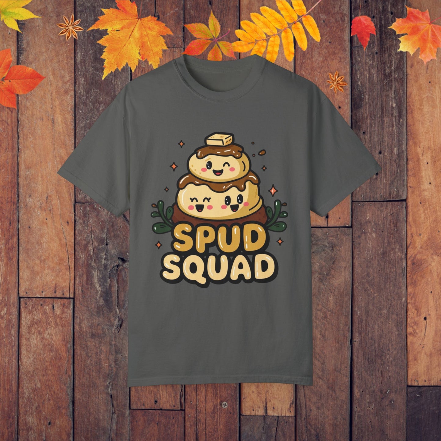 Cute Spud Squad Graphic T-Shirt, Potato Lovers Funny Tee, Kawaii Foodie Shirt, Adorable Cartoon Potatoes Top, Cute Veggie Tshirt