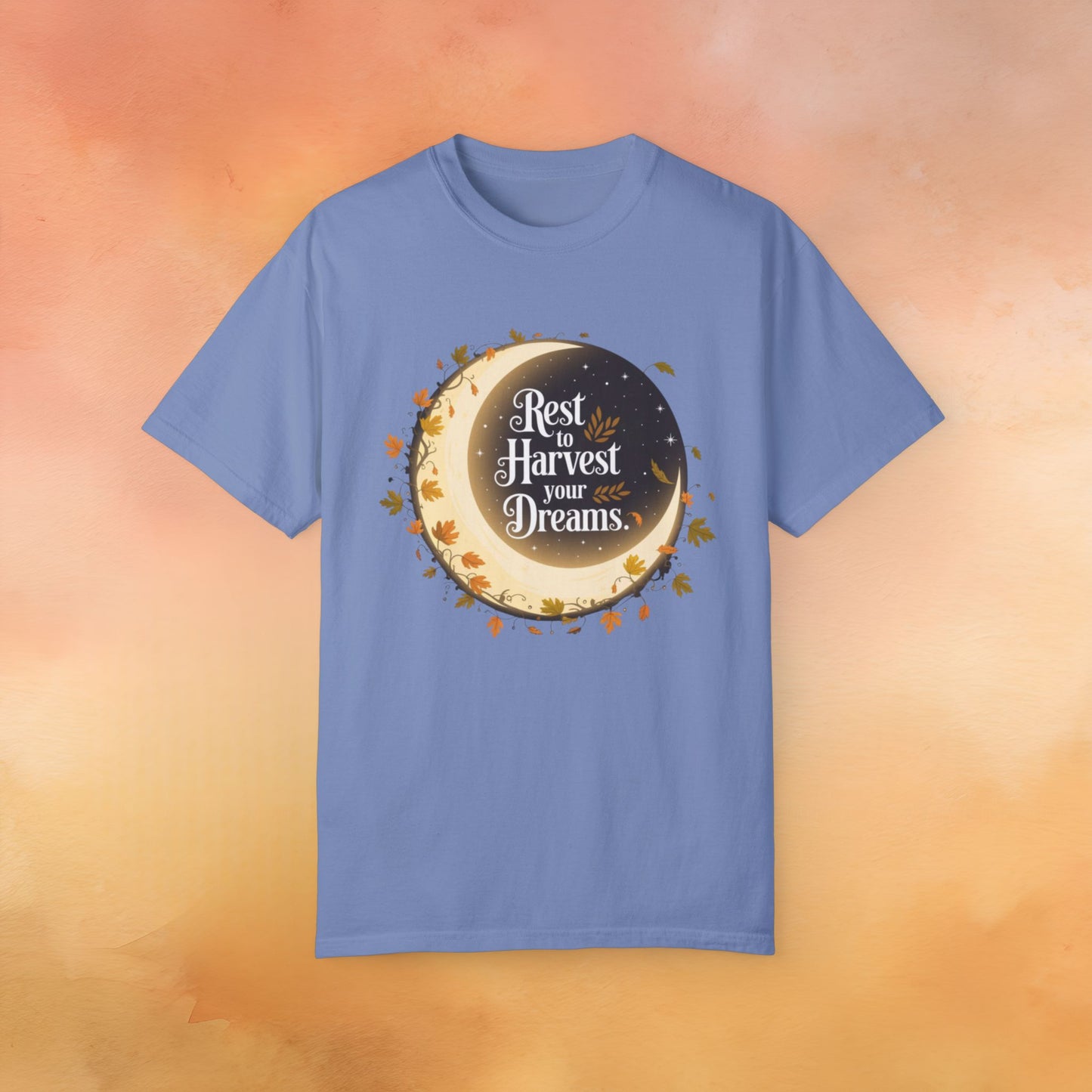 Rest to Harvest your Dreams T-Shirt, Moon and Leaves Graphic Tee, Motivational Quote Shirt, Inspirational Autumn Apparel