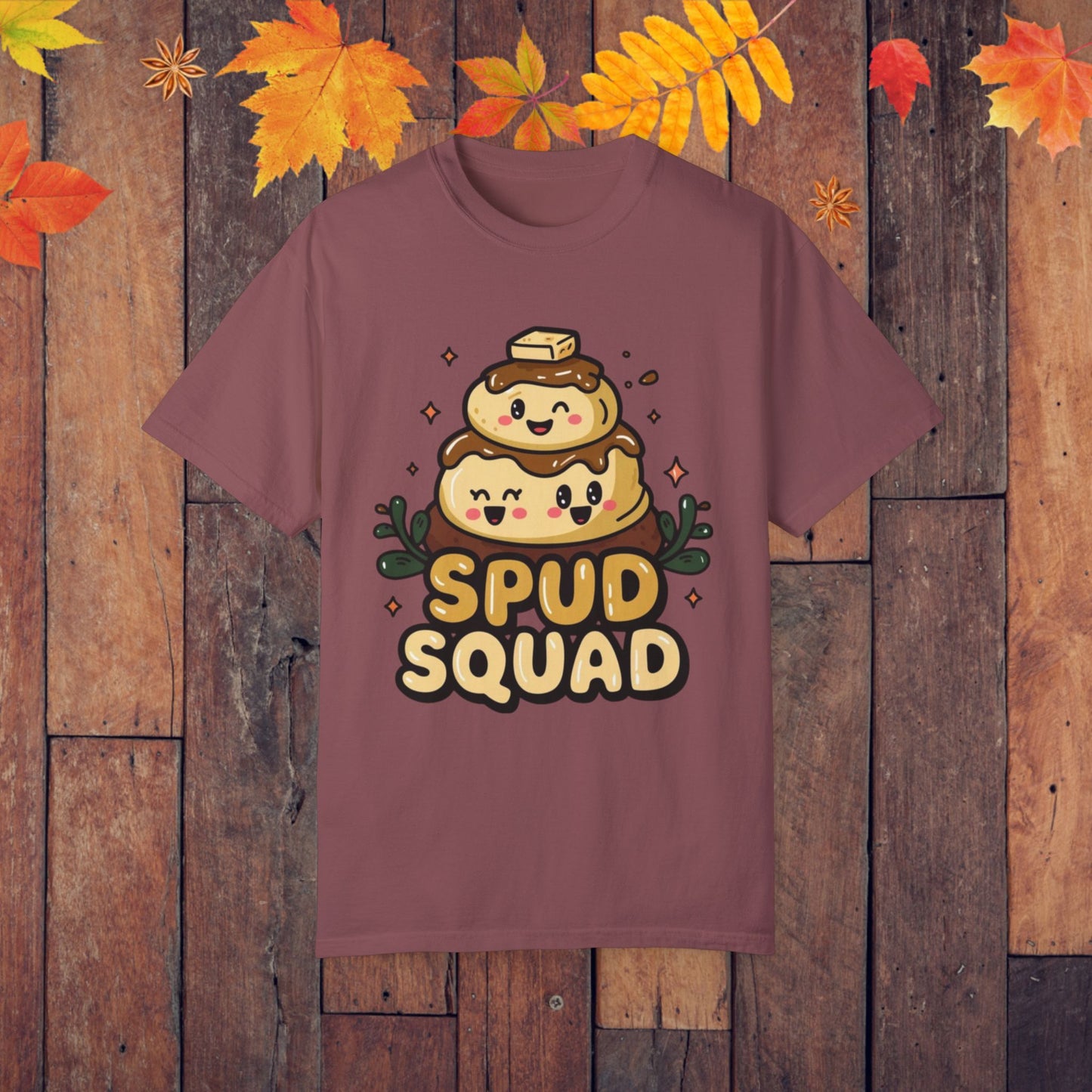 Cute Spud Squad Graphic T-Shirt, Potato Lovers Funny Tee, Kawaii Foodie Shirt, Adorable Cartoon Potatoes Top, Cute Veggie Tshirt