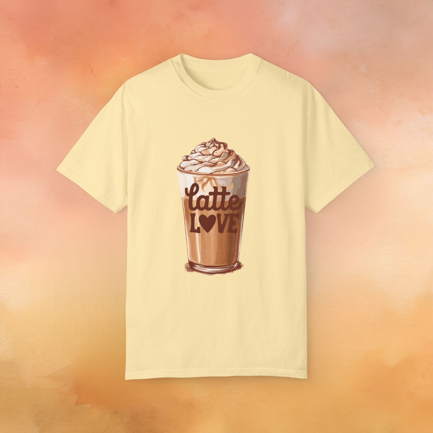 Latte Love T-Shirt, Cute Coffee Lover Shirt, Whipped Cream Latte Graphic Tee, Caffeine Enthusiast Gift, Coffee Shop Apparel