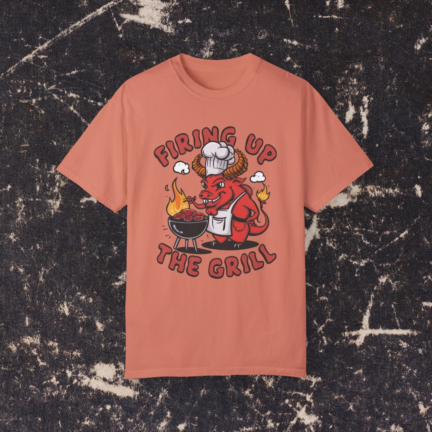 Funny BBQ T-Shirt, Firing Up The Grill Shirt, Grill Master Tee, Chef Demon Graphic Shirt, Summer BBQ Shirt, Cookout T-Shirt