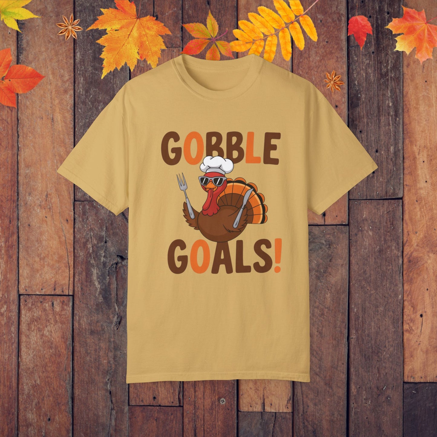 Thanksgiving Turkey Shirt, Gobble Goals Funny Tee, Cute Thanksgiving T-Shirt, Turkey With Forks, Thanksgiving Humor Tee