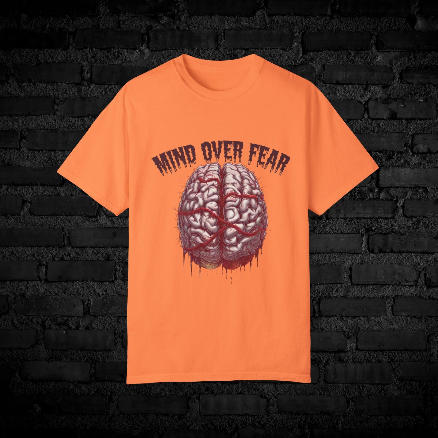 Mind Over Fear Graphic T-Shirt, Motivational Tee, Inspirational Brain Design, Positive Thinking Shirt, Fearless Attire, Unique Gift