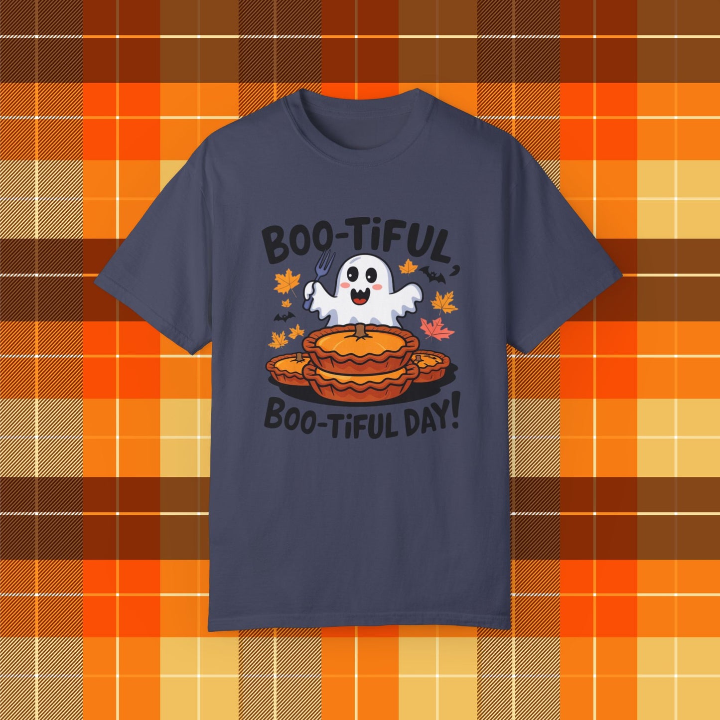 Boo-Tiful Day Ghost T-Shirt, Funny Halloween Tee, Cute Ghost and Pumpkin Pie Shirt, Autumn Graphic T-Shirt, Spooky Season Apparel