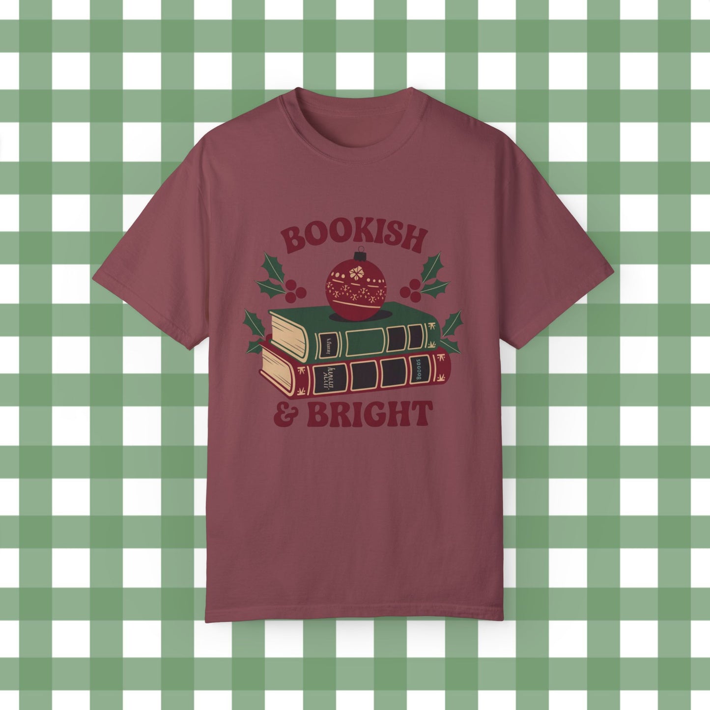 Festive Bookish and Bright Graphic Tee, Christmas Book Lover Shirt, Holiday Reading T Shirt, Cute Xmas Bookworm Top, Gift for Readers