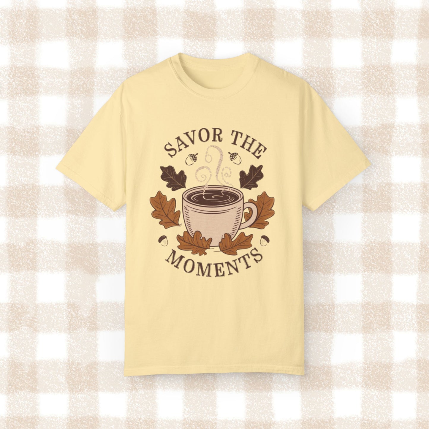 Savor the Moments Coffee Art T-Shirt, Fall Season T-Shirt, Cozy Autumn Tee, Comfortable Everyday Wear, Stylish Casual Top