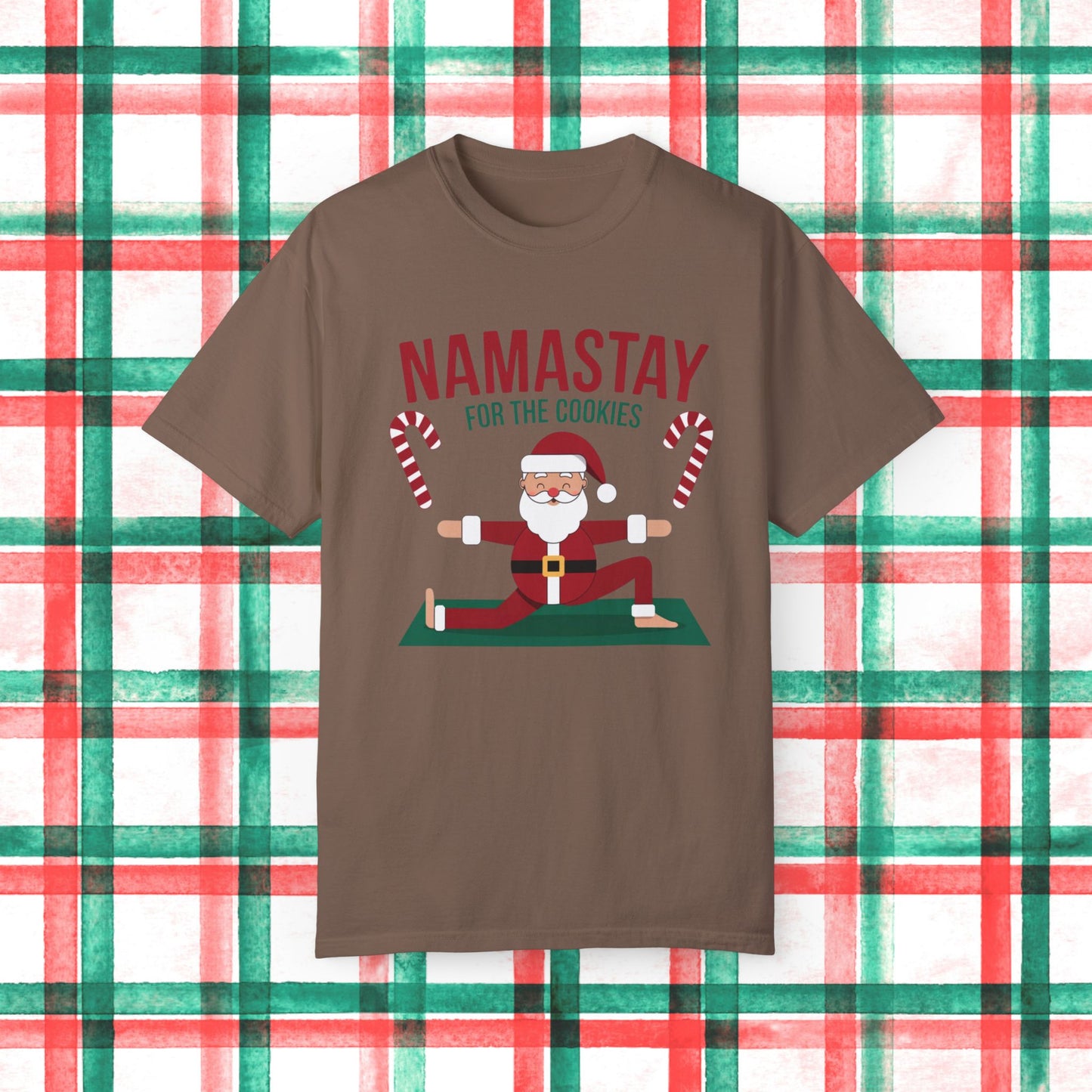 Namastay For The Cookies Funny Santa Yoga Christmas Shirt, Holiday Yoga Santa Claus Tee, Unique Holiday Tee, Christmas Gift T-Shirt