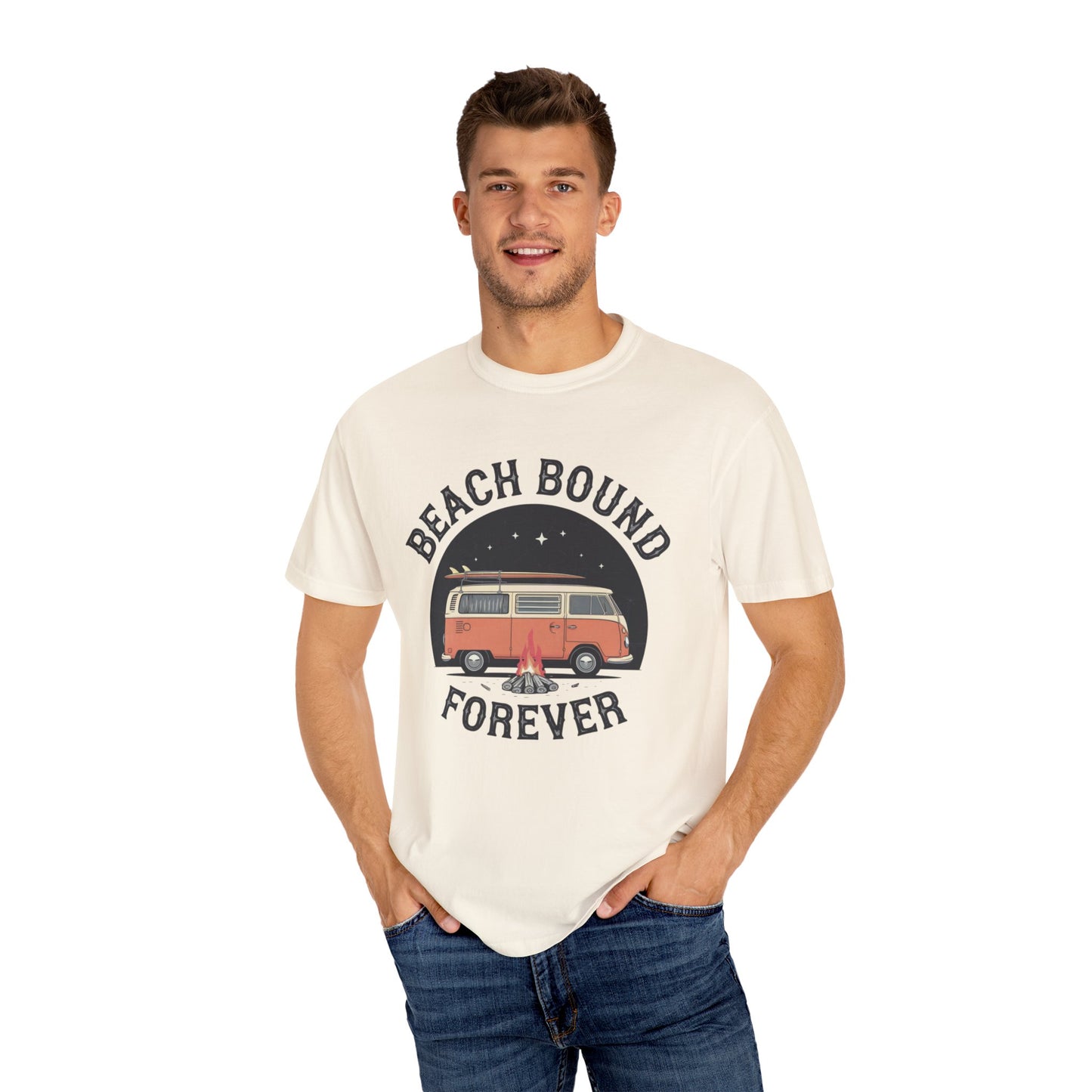 Retro Van Beach Bound Forever Shirt, Vintage Surfing T-Shirt, Summer Beach Campfire Tee, Coastal Lifestyle Top, Adventure Graphic Tee