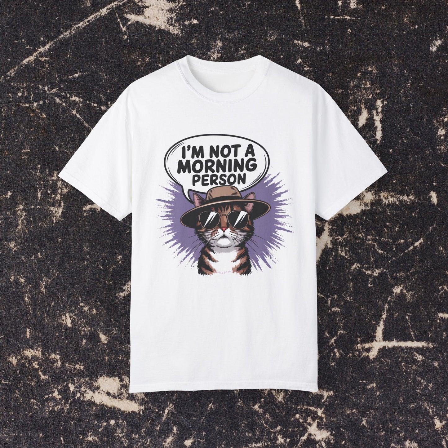 I'm Not A Morning Person Cat Graphic T-Shirt, Funny Cat Quote T-Shirt, Cat Lovers Shirt, Cool Cat Print Tee, Cute Cat Saying Top