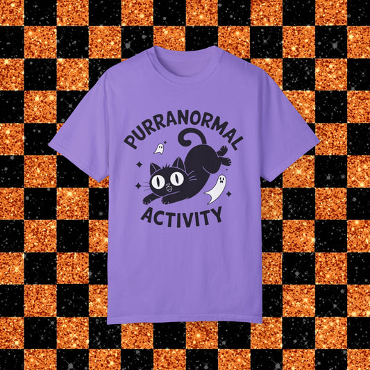 Cat Lovers T-Shirt, Funny Ghost Cat Tee, Purranormal Activity Shirt, Halloween Cat Shirt, Spooky Cat Top, Cute Cat Graphic Tee