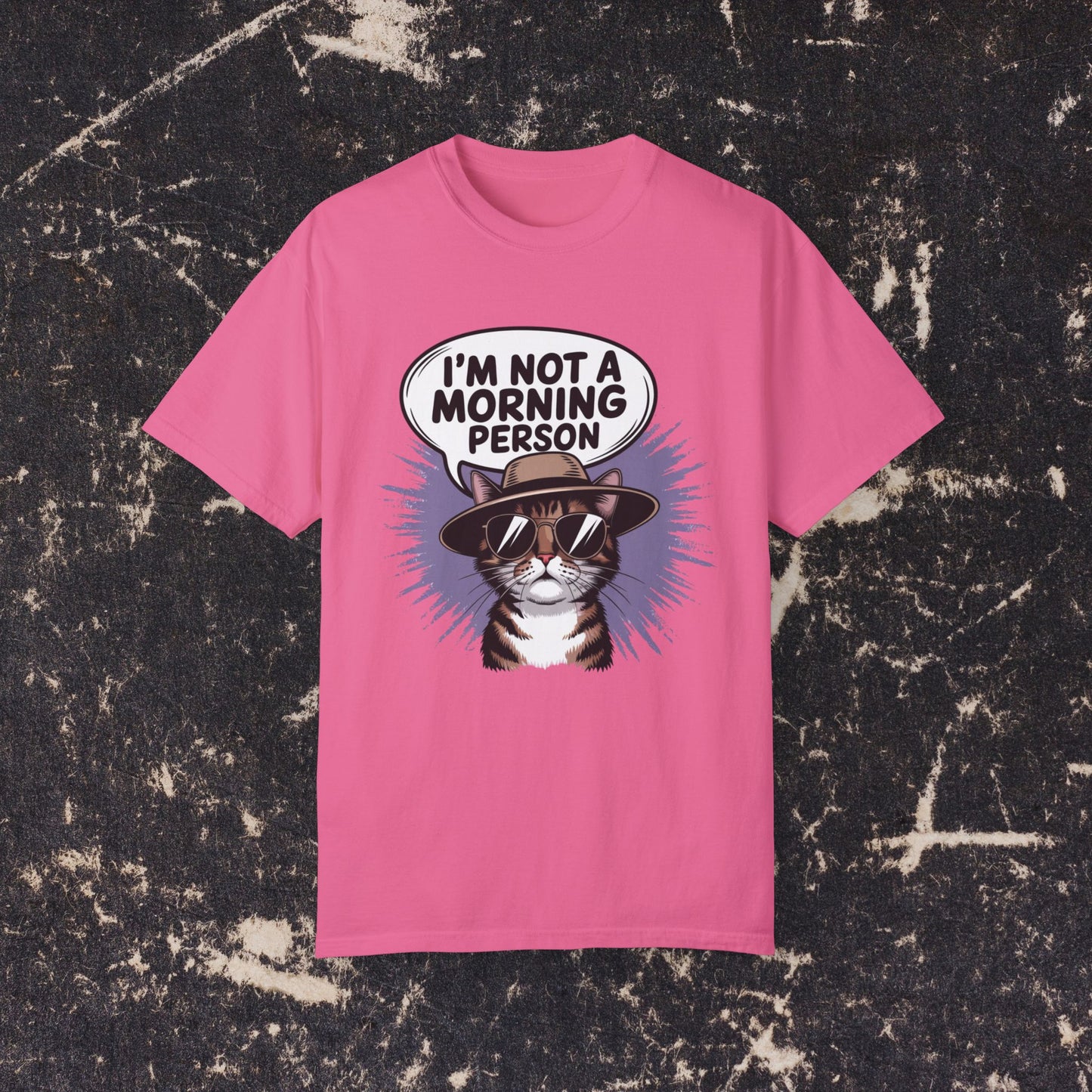 I'm Not A Morning Person Cat Graphic T-Shirt, Funny Cat Quote T-Shirt, Cat Lovers Shirt, Cool Cat Print Tee, Cute Cat Saying Top