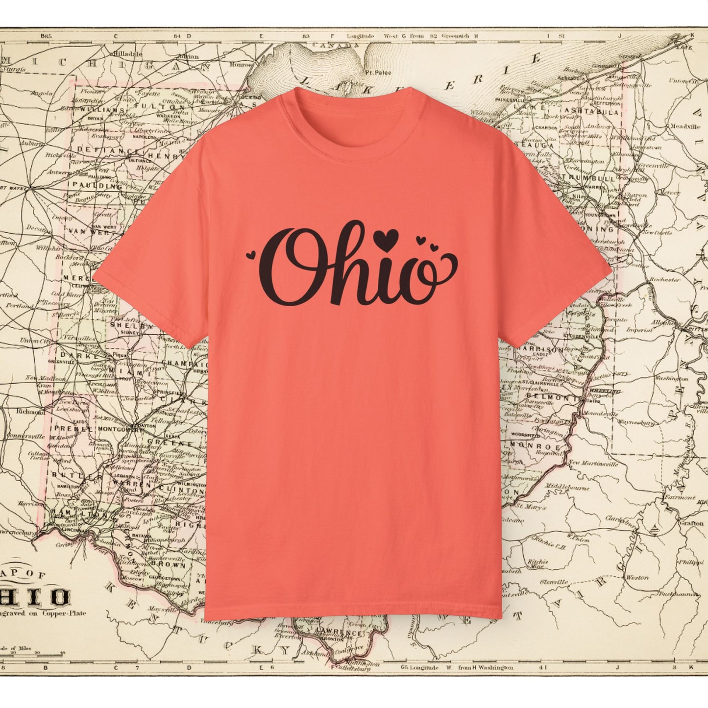 Ohio State Shirt, Ohio Heart Design Tee, Cute Ohio Graphic Tshirt, Ohio Lovers Gift Shirt, Ohio Home T-Shirt, Ohio Pride Top