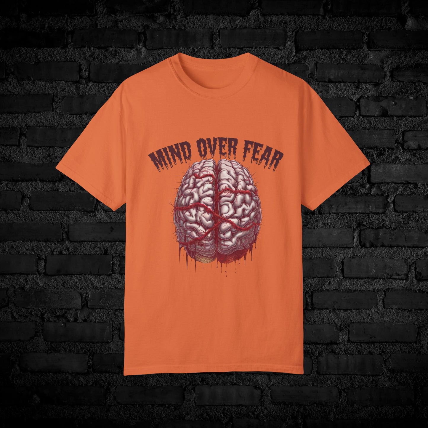 Mind Over Fear Graphic T-Shirt, Motivational Tee, Inspirational Brain Design, Positive Thinking Shirt, Fearless Attire, Unique Gift