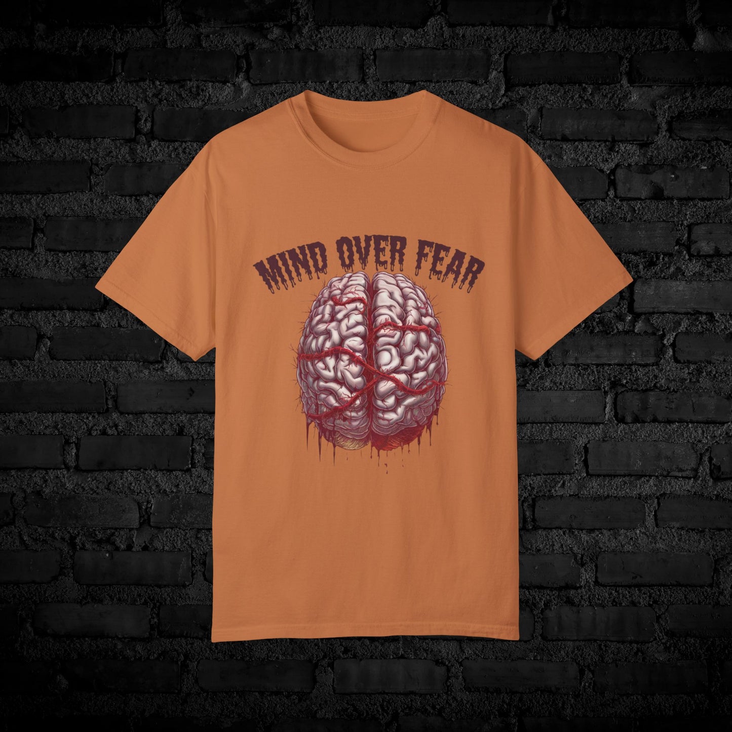 Mind Over Fear Graphic T-Shirt, Motivational Tee, Inspirational Brain Design, Positive Thinking Shirt, Fearless Attire, Unique Gift