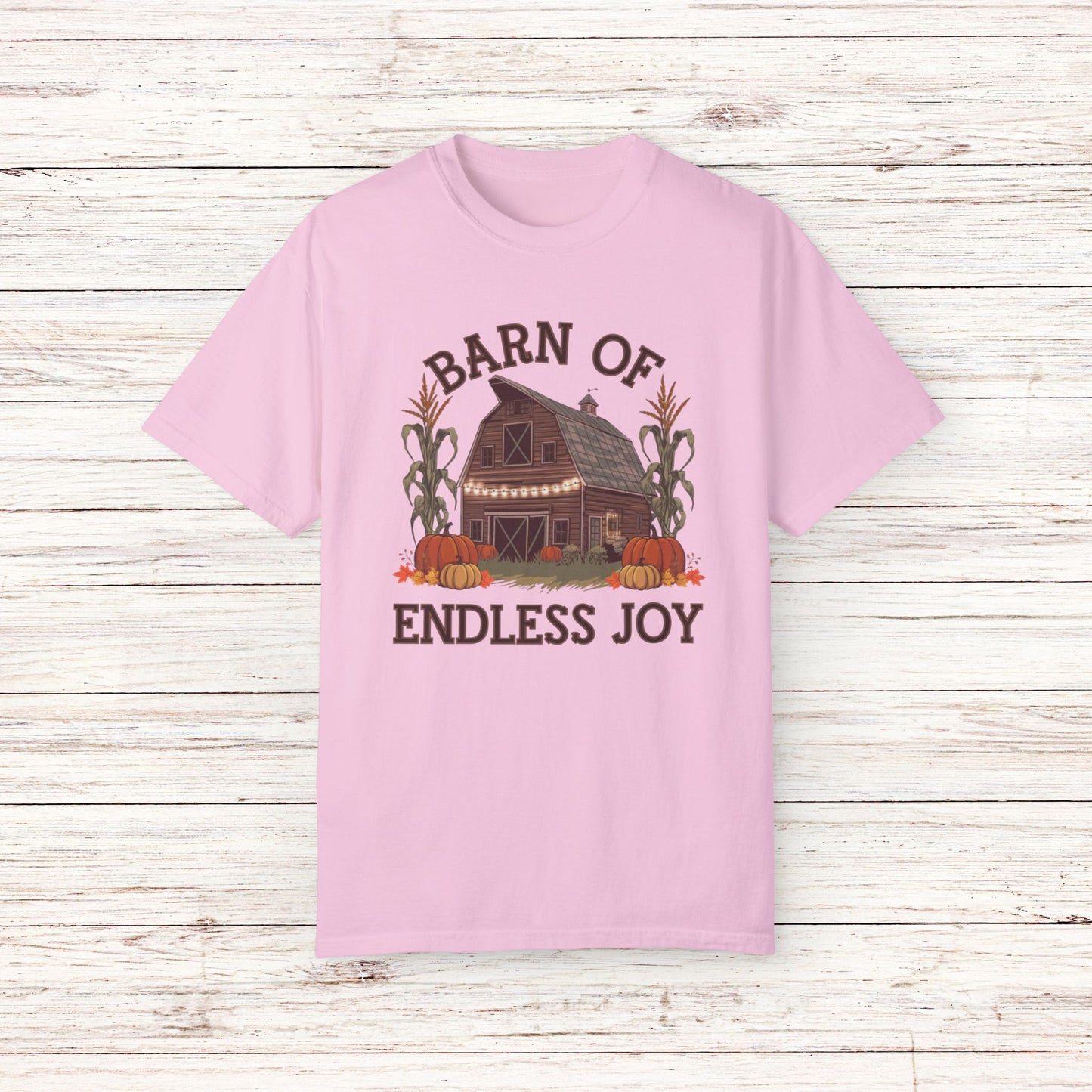 Vintage Farmhouse Barn of Endless Joy Graphic, Fall Harvest Pumpkin Patch T-Shirt, Retro Autumn Country Life Tee