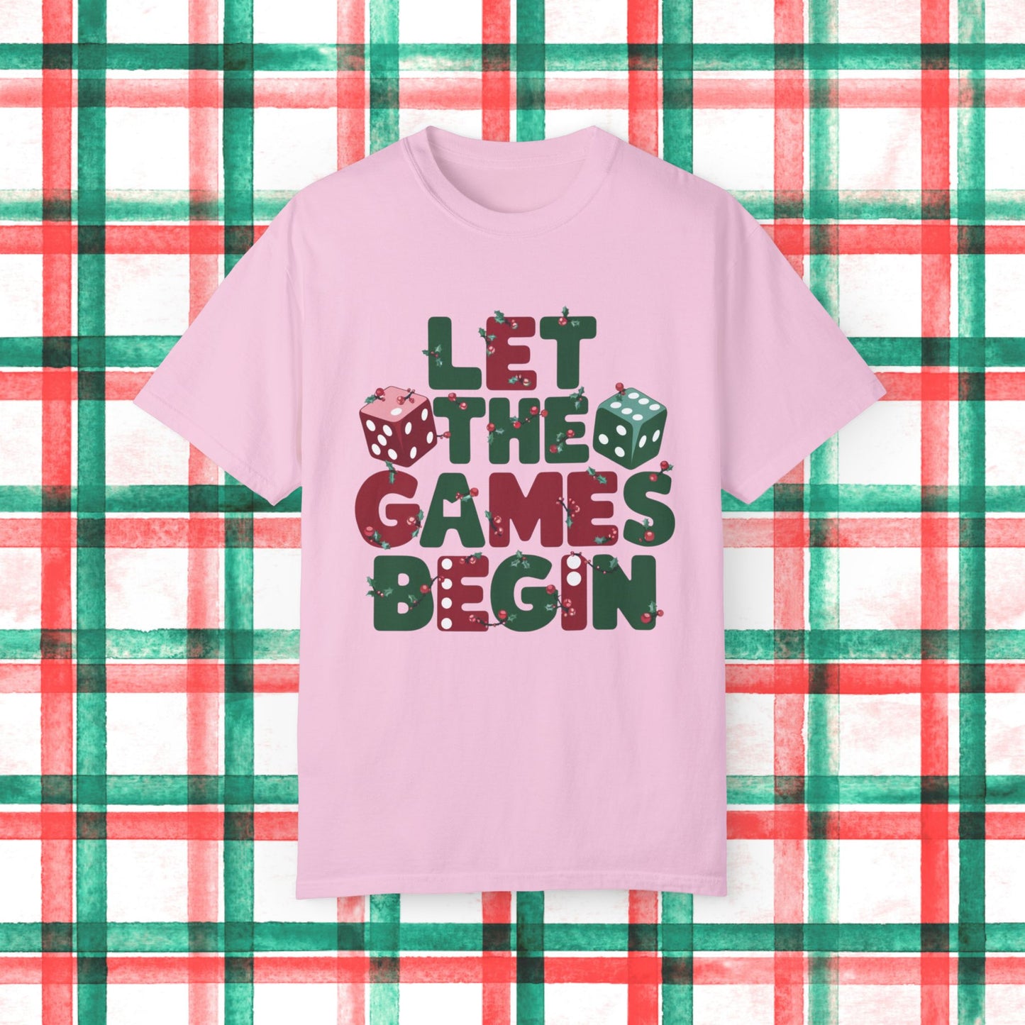 Christmas Board Game T-Shirt, Let the Games Begin Tee, Holiday Family Game Night Shirt, Dice Graphic Tee, Fun Party T-Shirt