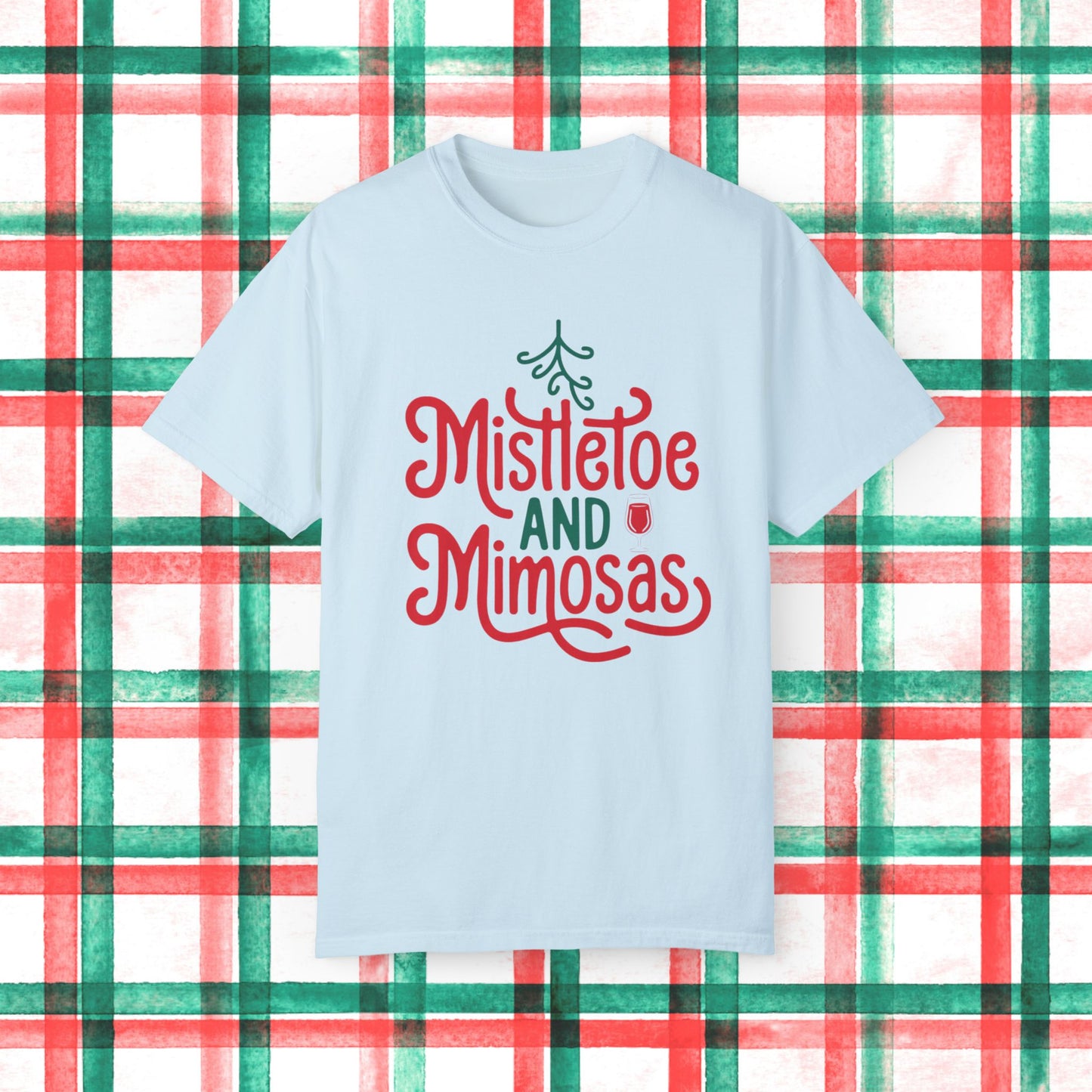 Mistletoe and Mimosas T-Shirt, Funny Christmas Shirt, Holiday Party Tee, Festive Apparel, Unique Gift, Xmas Celebration Top