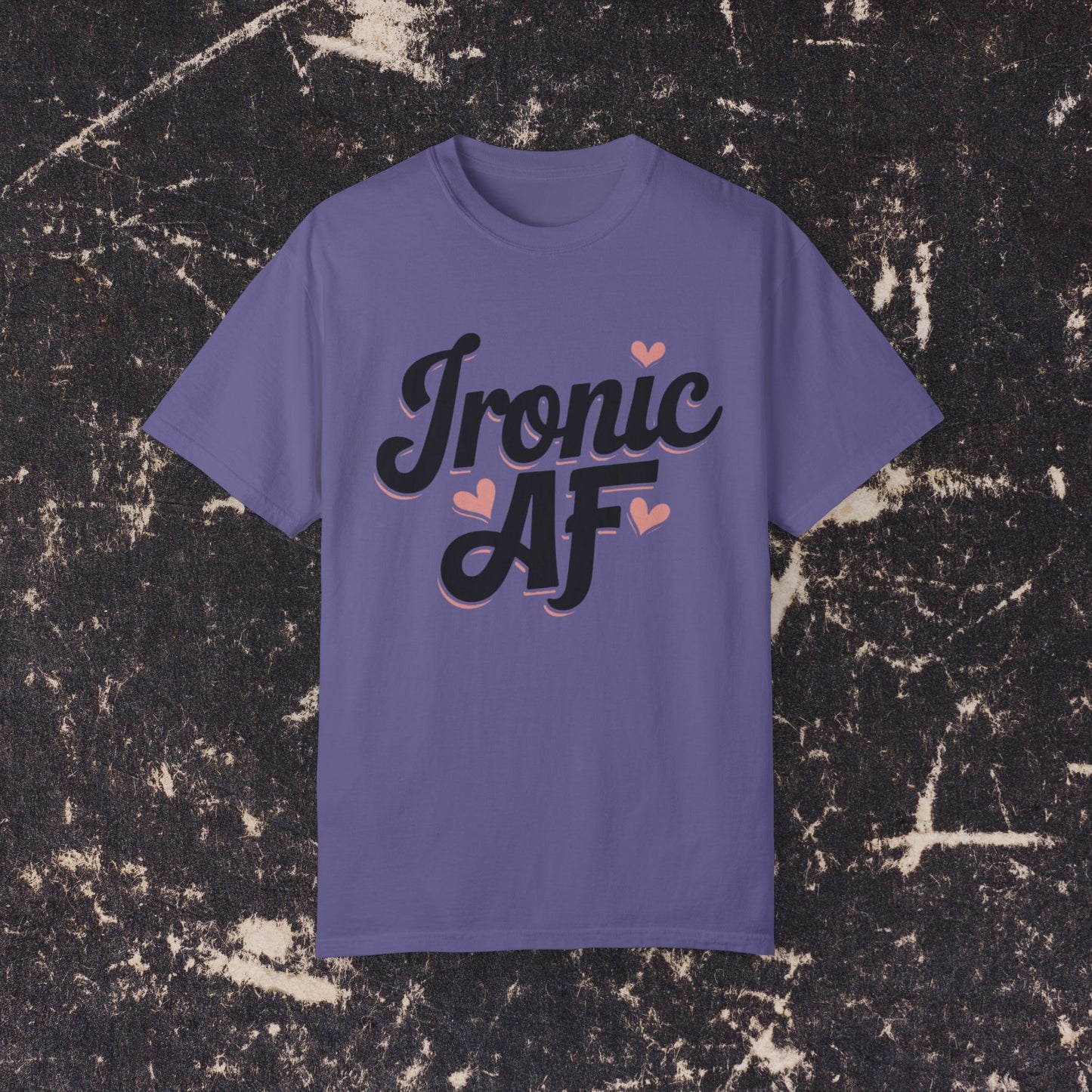 Ironic AF Shirt Funny Graphic Tee Casual Humor T-Shirt Trendy Quote Top Cute Love Hearts Design Apparel Gift