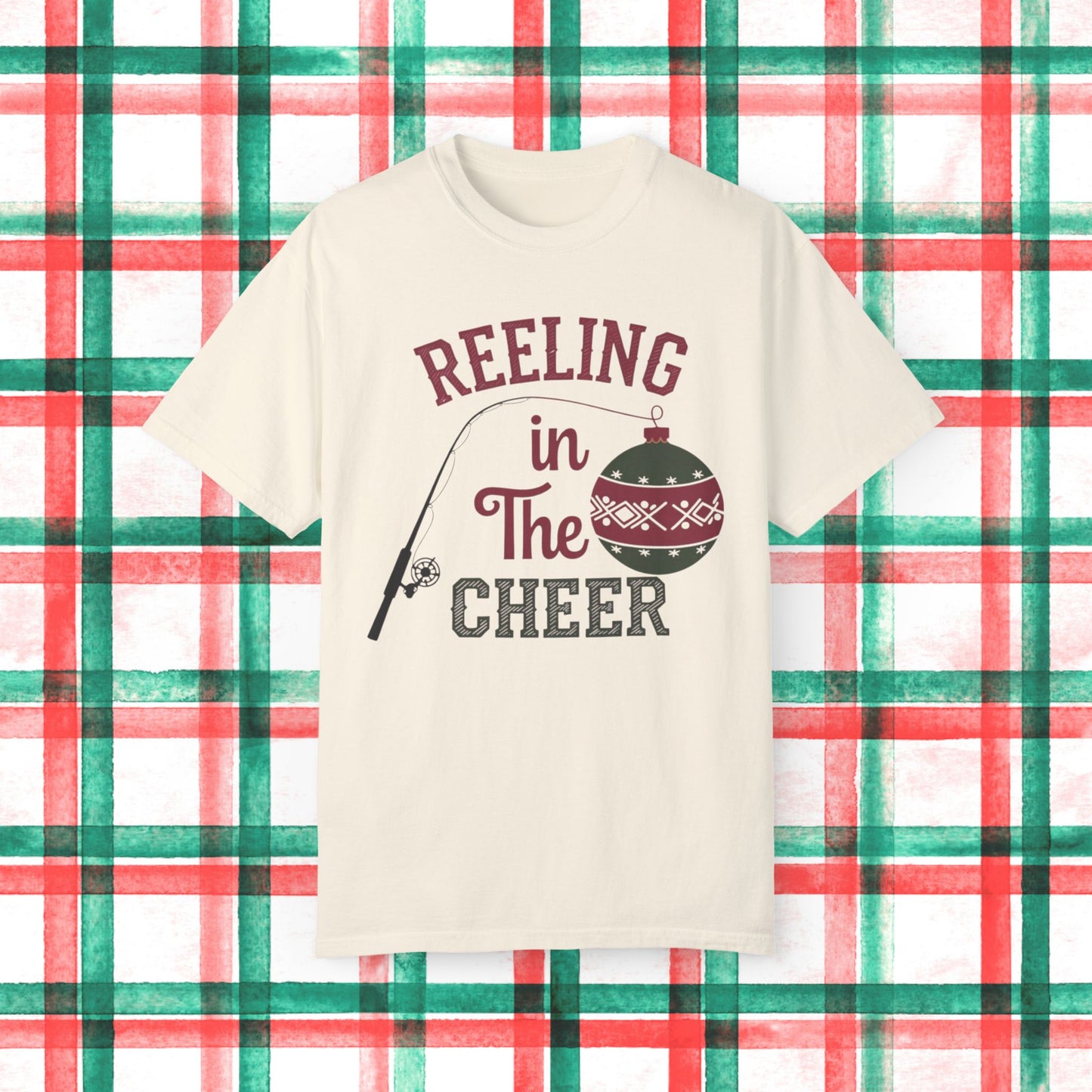 Reeling in The Cheer Fishing Christmas T-Shirt, Funny Holiday Fishing Tee, Christmas Gift for Fishermen, Xmas Fishing Shirt