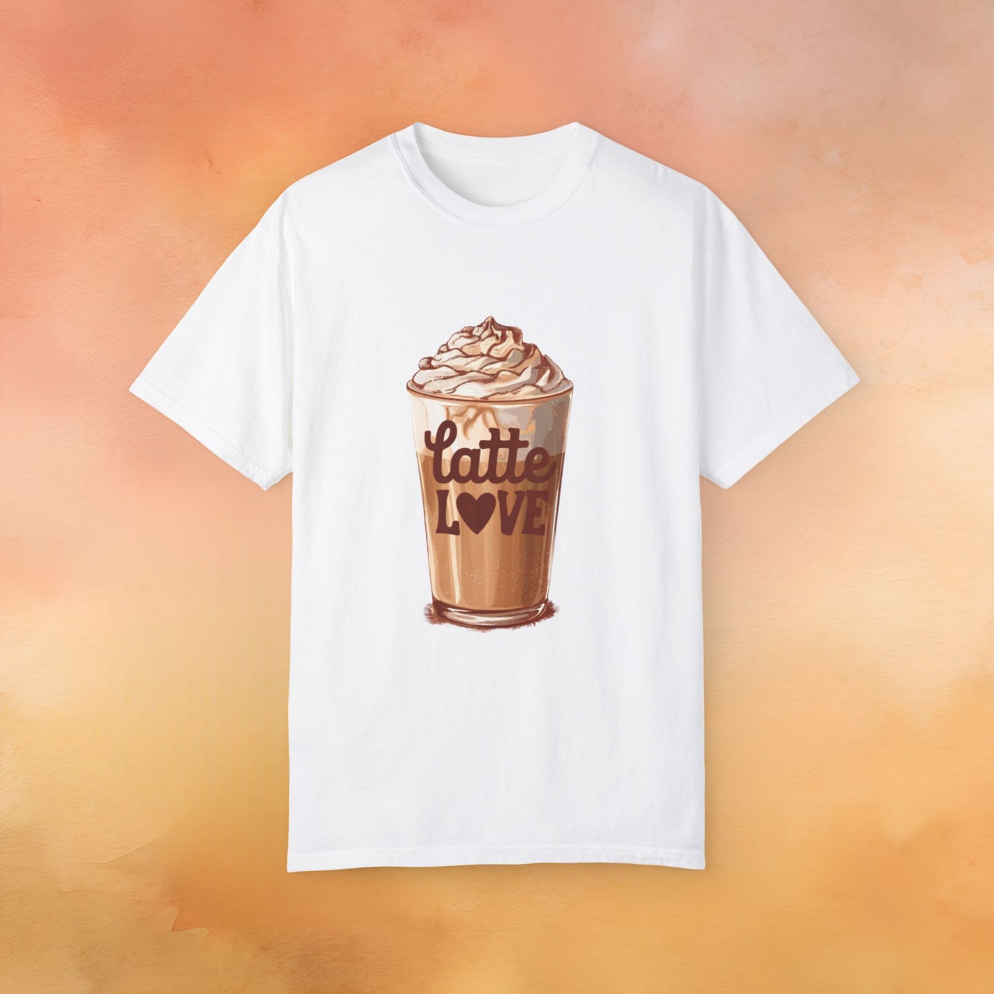 Latte Love T-Shirt, Cute Coffee Lover Shirt, Whipped Cream Latte Graphic Tee, Caffeine Enthusiast Gift, Coffee Shop Apparel