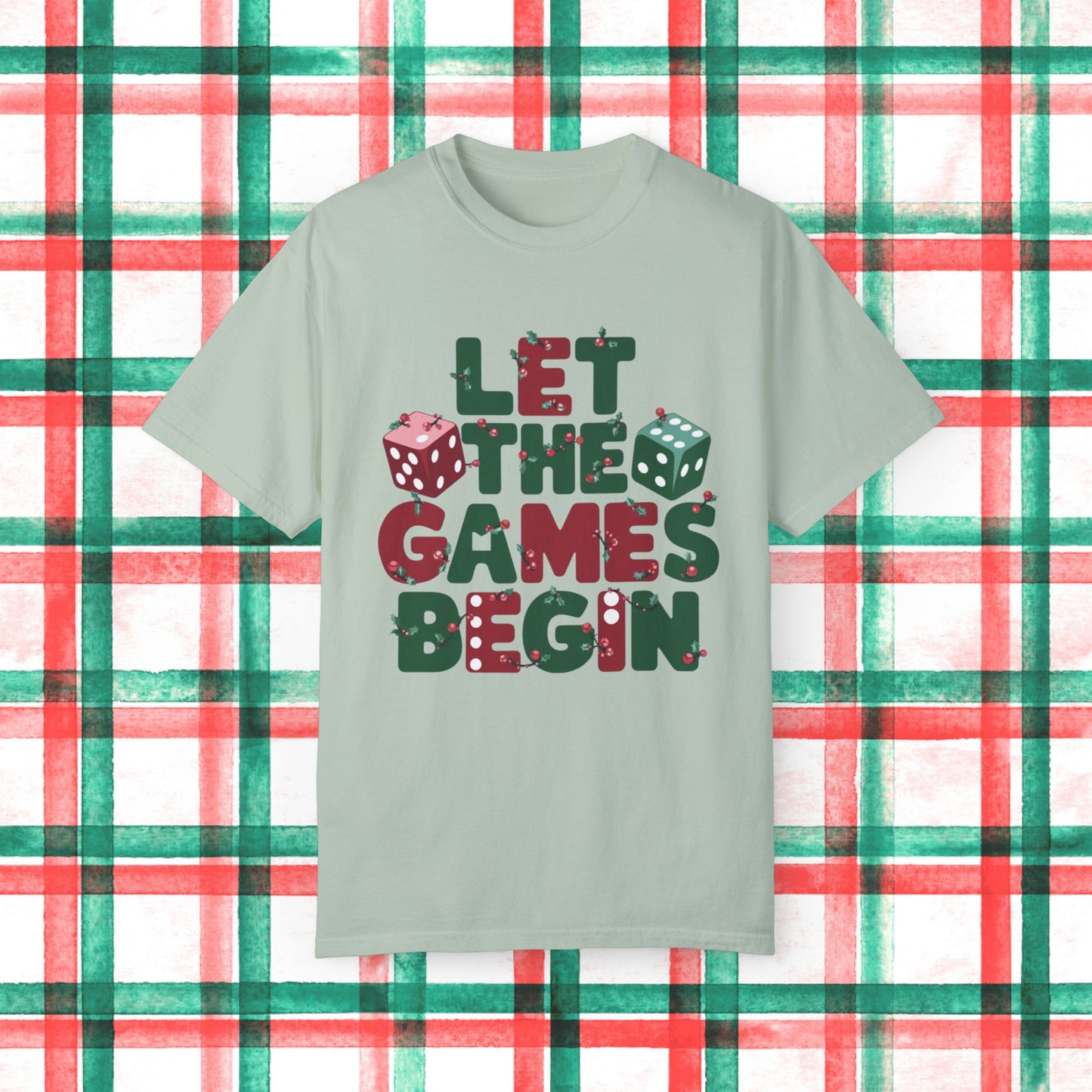 Christmas Board Game T-Shirt, Let the Games Begin Tee, Holiday Family Game Night Shirt, Dice Graphic Tee, Fun Party T-Shirt