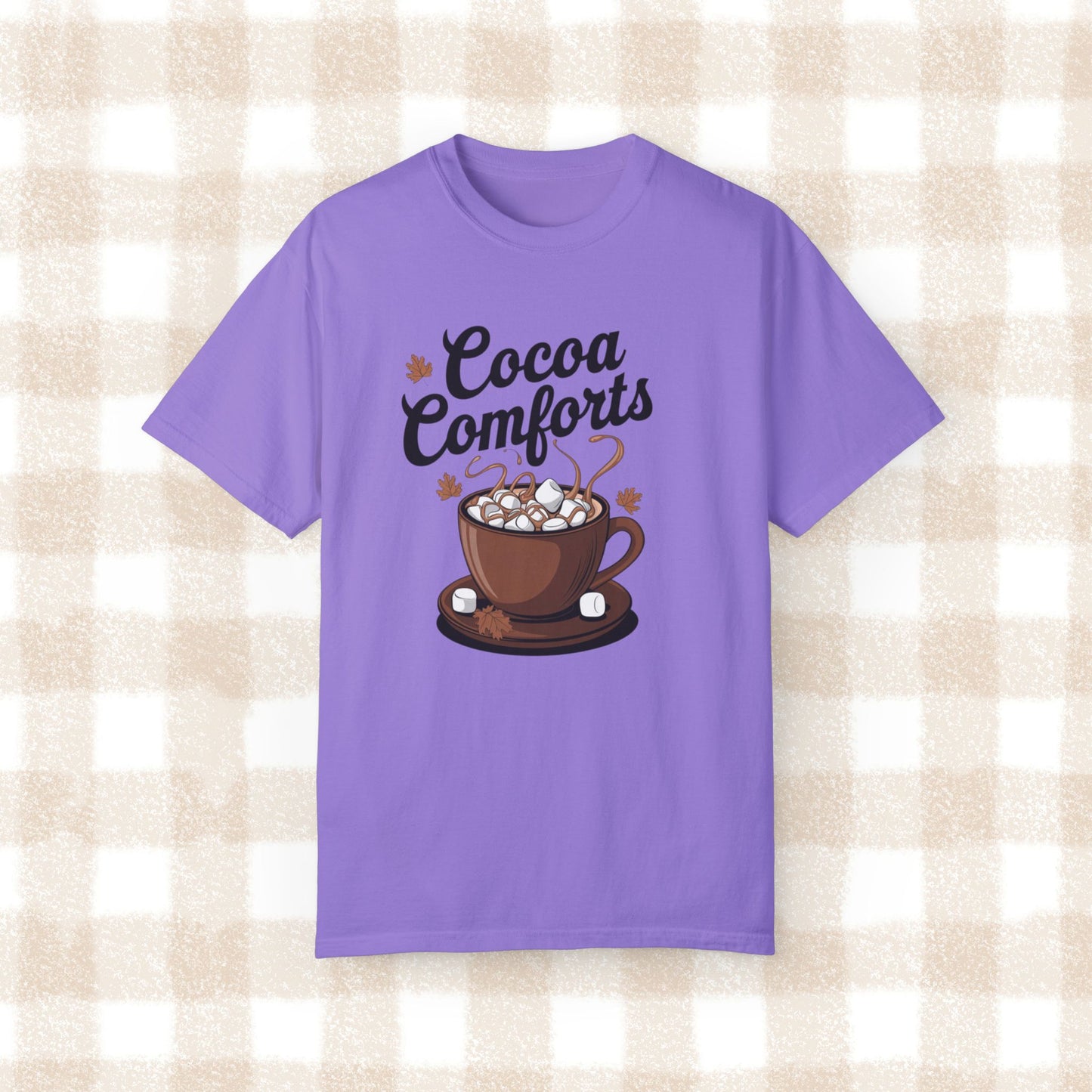 Cozy Fall Cocoa Comforts T-Shirt, Cute Hot Chocolate Graphic Tee, Autumn Wardrobe Essential, Perfect Fall Gift Idea