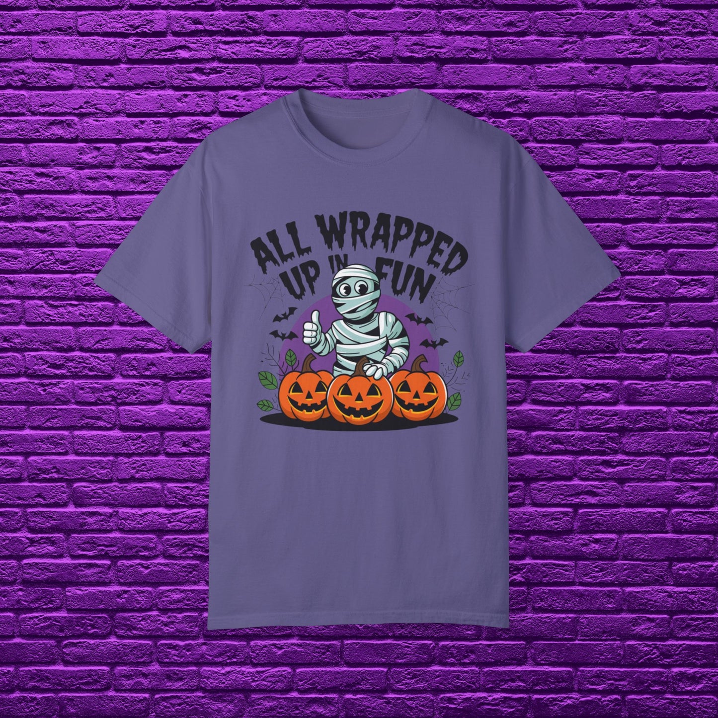 Mummy Halloween T-Shirt, All Wrapped Up In Fun Shirt, Funny Halloween Tee, Cute Halloween Mummy Design, Pumpkin Halloween Shirt