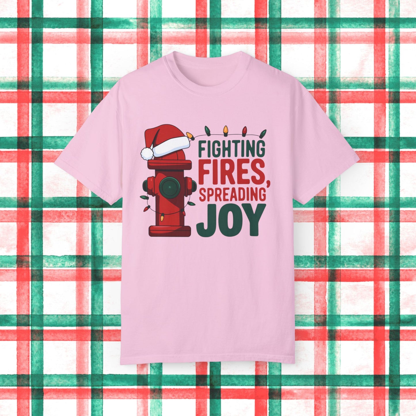 Funny Christmas Firefighter Shirt, Fighting Fires Spreading Joy T-Shirt, Firefighter Xmas Gift, Holiday Firefighter Tee