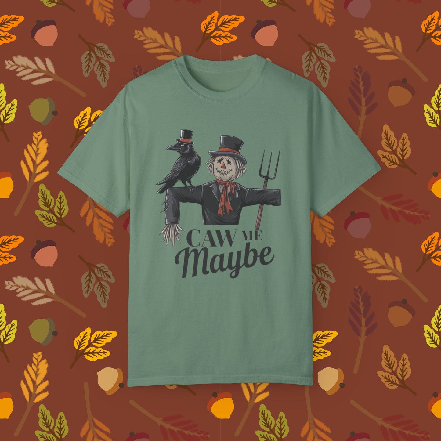 Halloween Scarecrow T-Shirt, Funny Scarecrow and Crow Tee, Caw Me Maybe Shirt, Cool Halloween Costume Shirt, Graphic Tee for Halloween