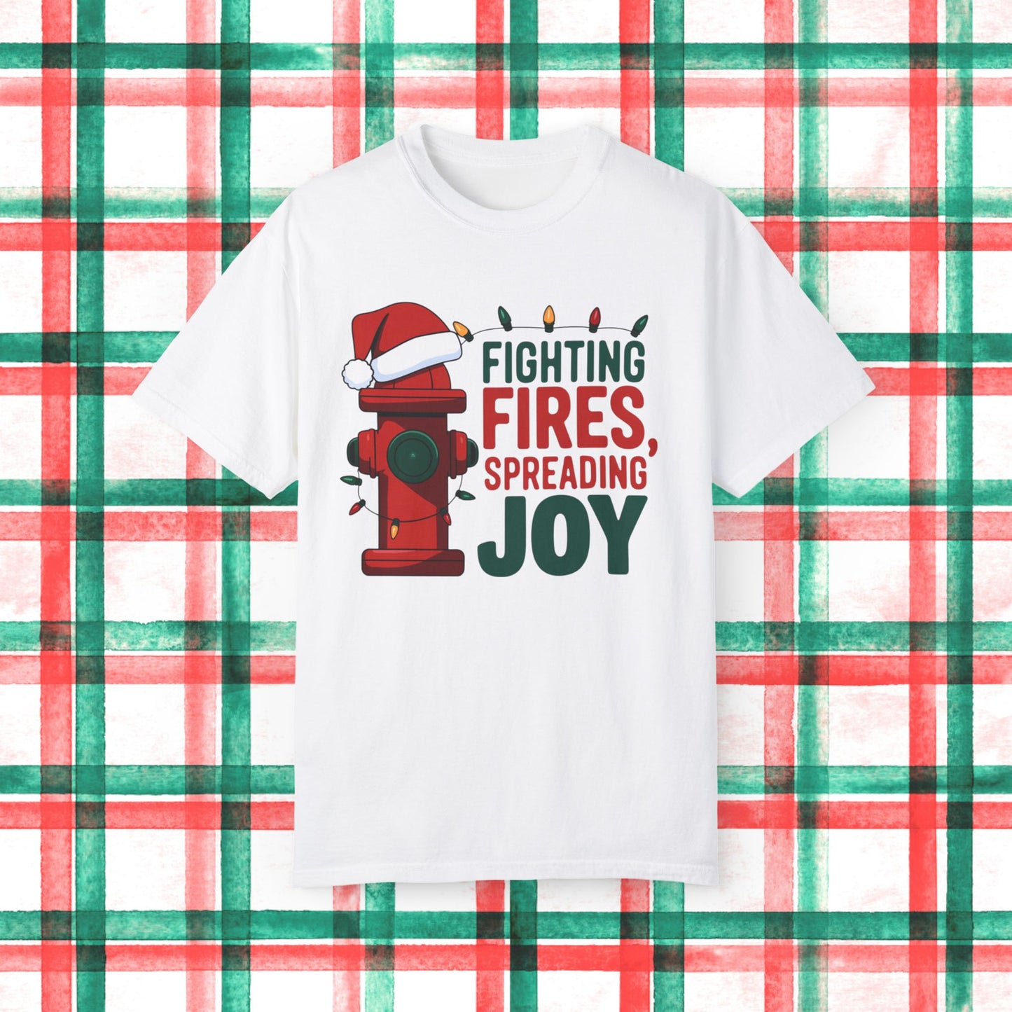 Funny Christmas Firefighter Shirt, Fighting Fires Spreading Joy T-Shirt, Firefighter Xmas Gift, Holiday Firefighter Tee