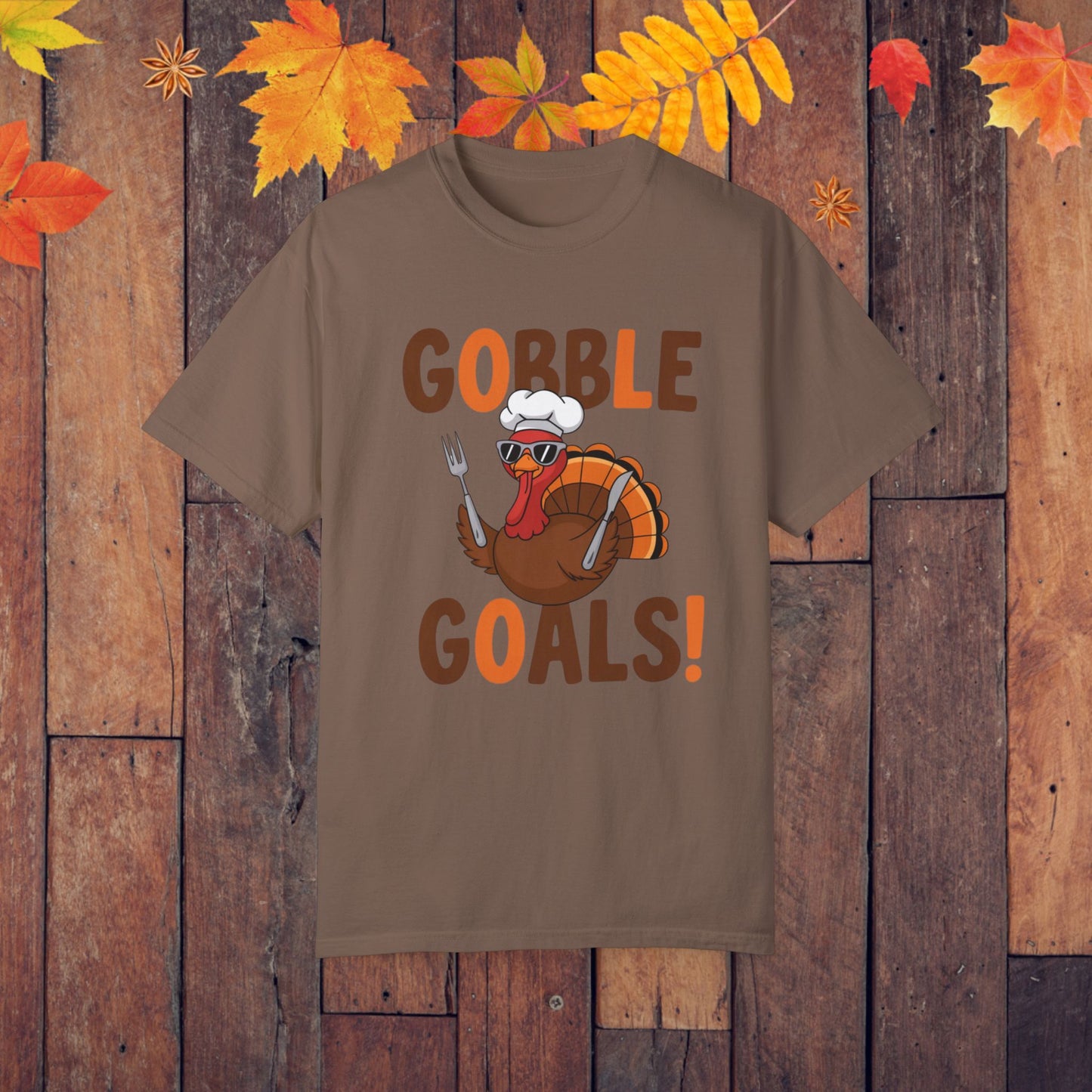 Thanksgiving Turkey Shirt, Gobble Goals Funny Tee, Cute Thanksgiving T-Shirt, Turkey With Forks, Thanksgiving Humor Tee