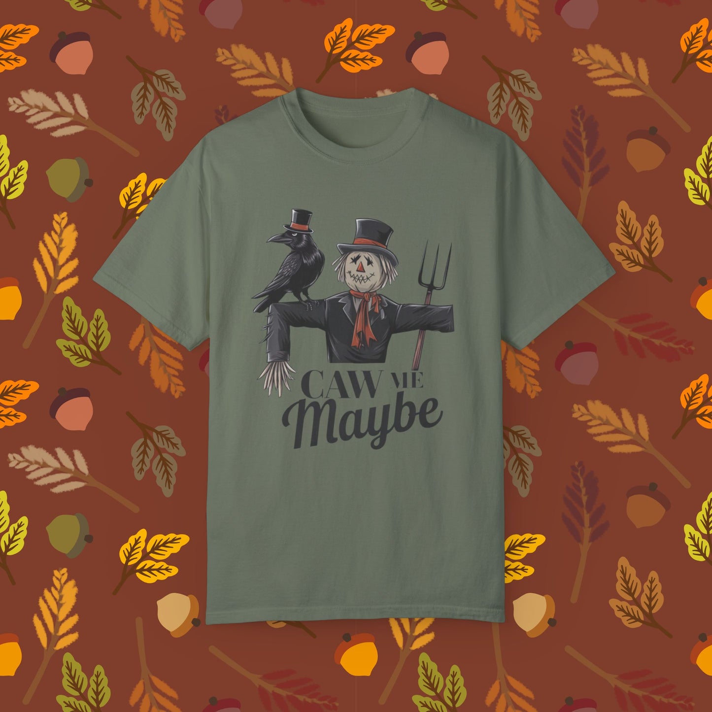 Halloween Scarecrow T-Shirt, Funny Scarecrow and Crow Tee, Caw Me Maybe Shirt, Cool Halloween Costume Shirt, Graphic Tee for Halloween