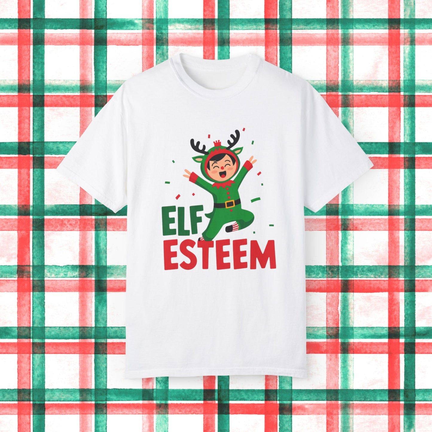 Elf Esteem Christmas T-Shirt, Holiday Cheer Tee, Funny Elf Shirt, Festive Graphic Tee, Xmas Celebration Top, Fun Christmas Gift Idea