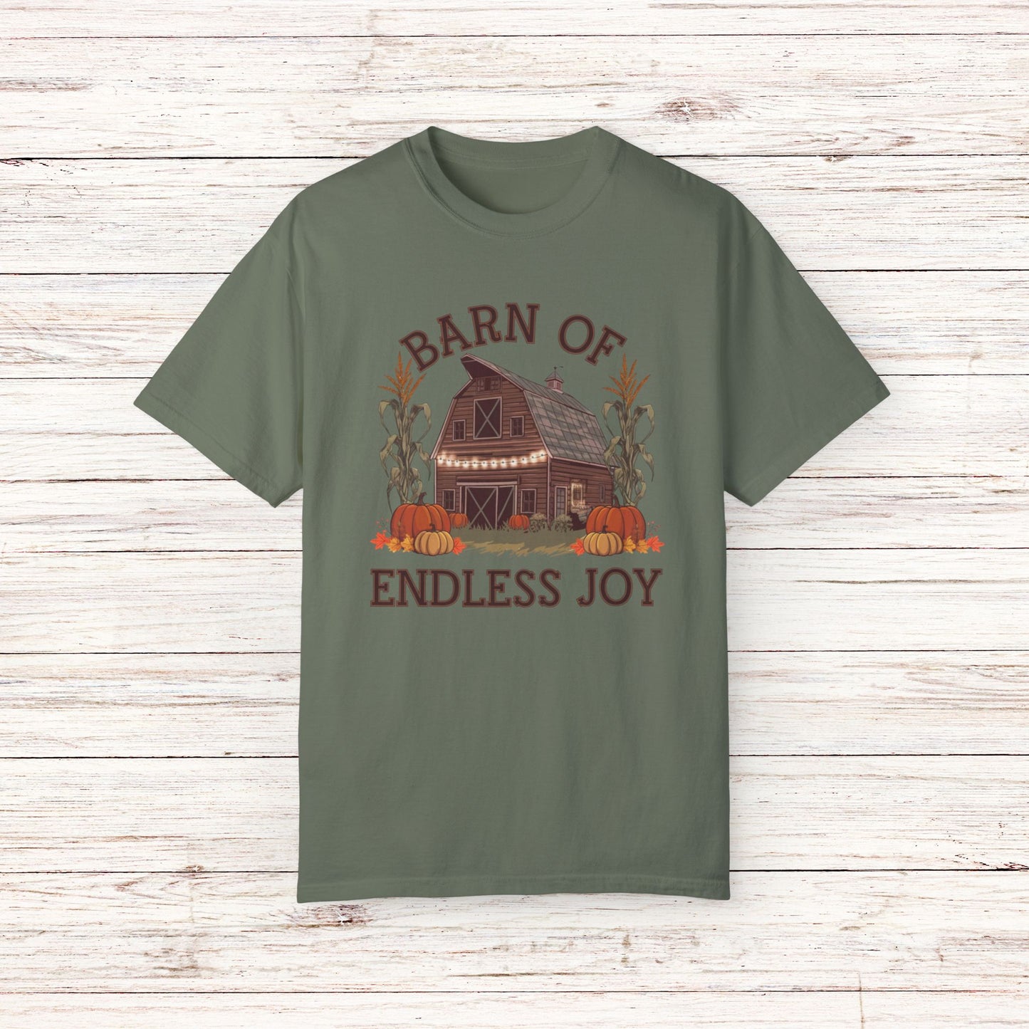 Vintage Farmhouse Barn of Endless Joy Graphic, Fall Harvest Pumpkin Patch T-Shirt, Retro Autumn Country Life Tee