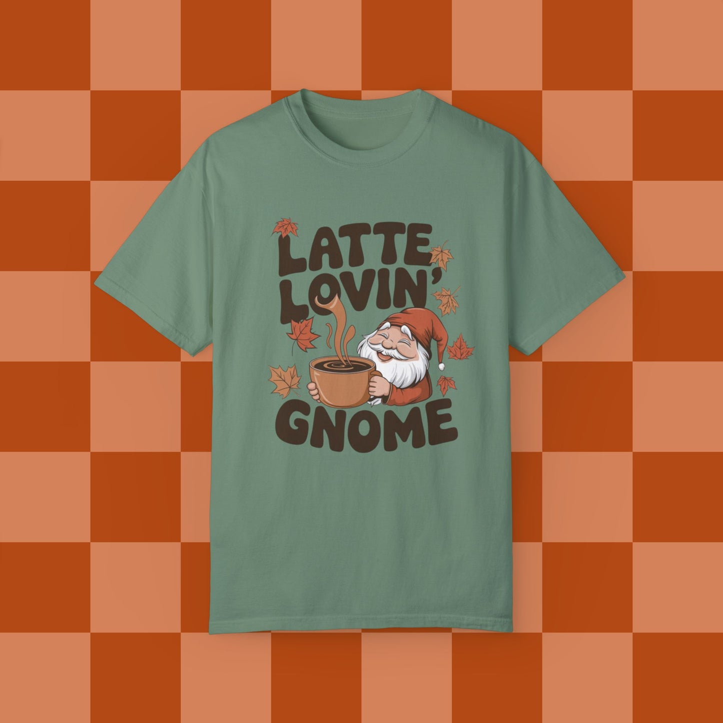 Latte Lovin Gnome T-Shirt Cute Coffee Lover Shirt Fall Gnome Graphic Tee Latte Lover TShirt Gift for Coffee Enthusiasts