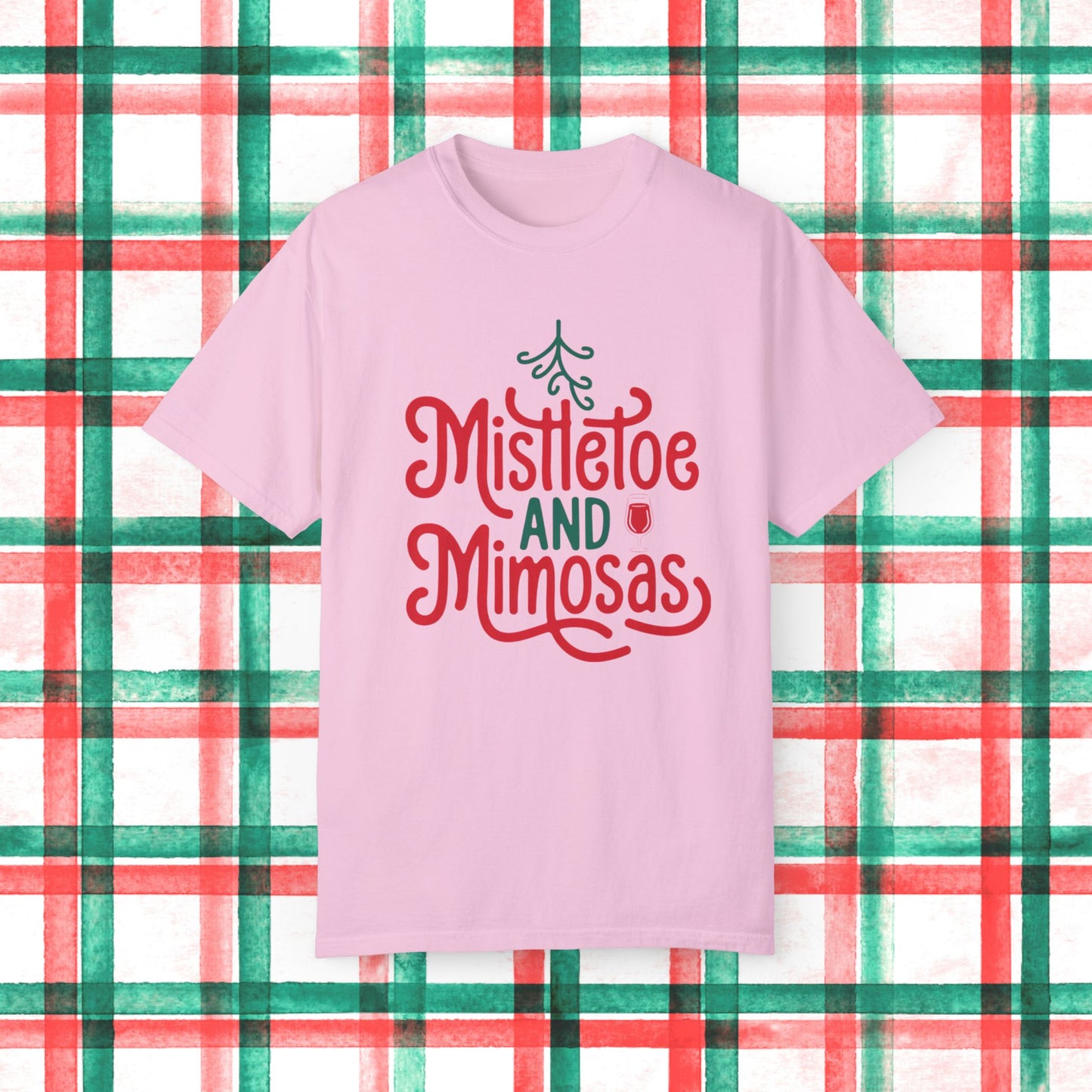 Mistletoe and Mimosas T-Shirt, Funny Christmas Shirt, Holiday Party Tee, Festive Apparel, Unique Gift, Xmas Celebration Top