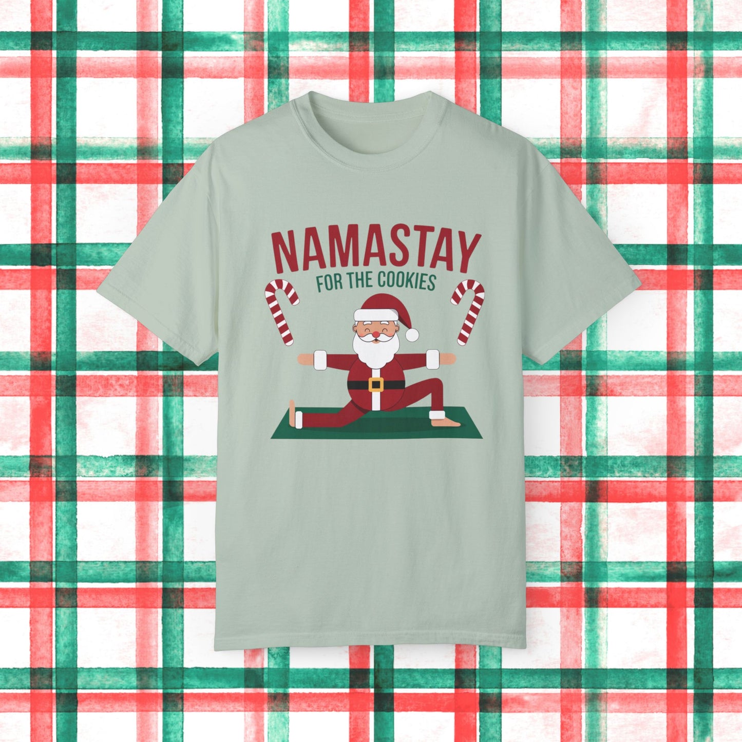 Namastay For The Cookies Funny Santa Yoga Christmas Shirt, Holiday Yoga Santa Claus Tee, Unique Holiday Tee, Christmas Gift T-Shirt